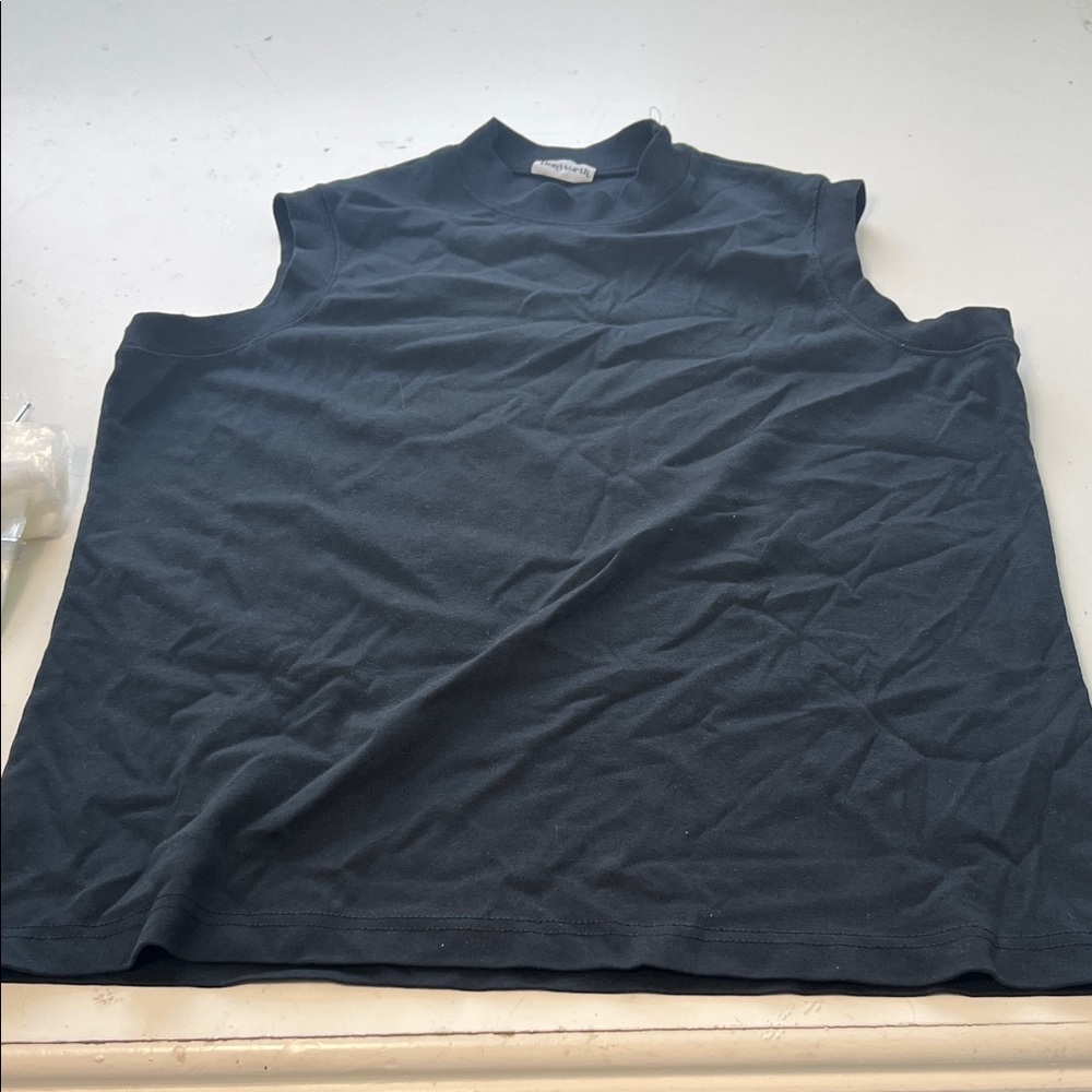 Vintage BonWorth XL Sleeveless Mock Neck Black Tank Top